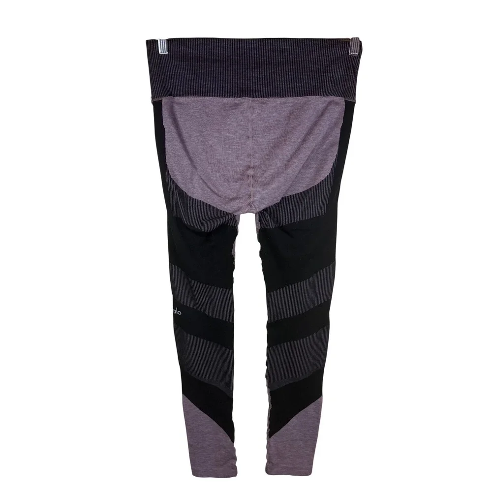 Alo Yoga Seamless Radiance High Rise Leggings Womens Large Black Lavender Active
